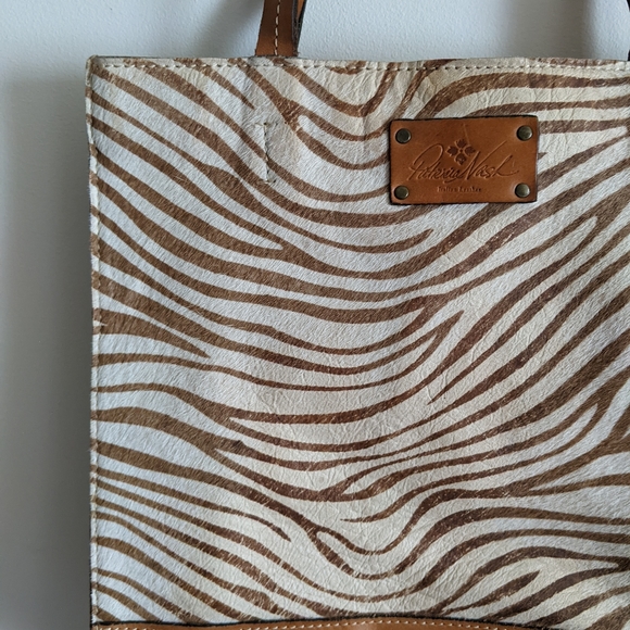 PATRICIA NASH Leather Zebra Calf Hair on Hide Shoulder Tote Bag - Picture 8 of 10